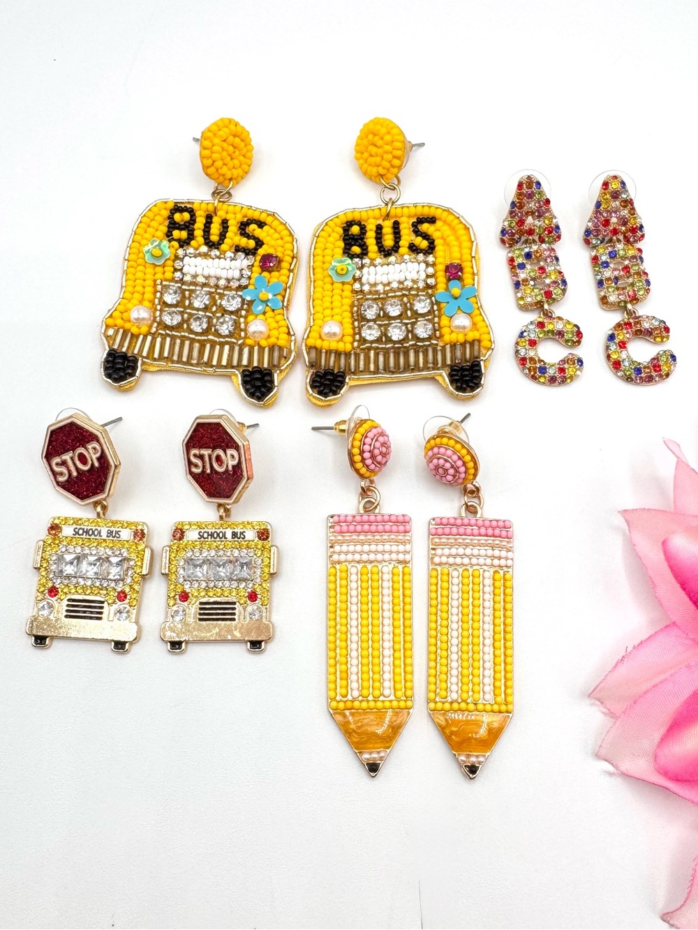Sugarfix And More Teacher Themed Earring Lot Fun Cute Whimsical Funny Four Pair